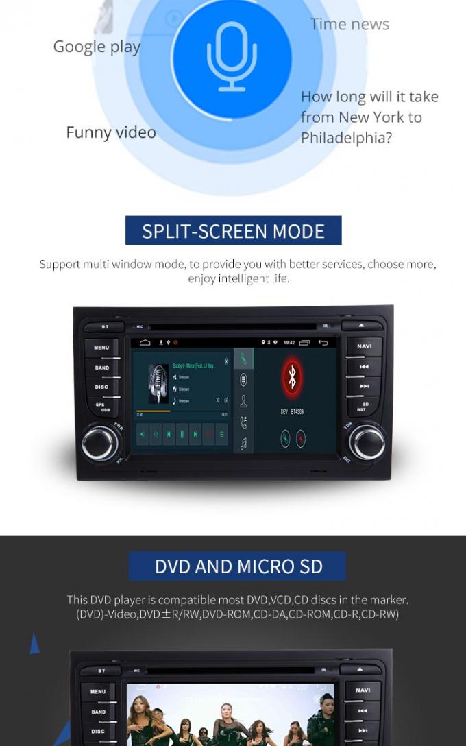 Андроид 8,1 ДВД-плеера автомобиля Ауди экрана касания 7 дюймов с портом УСБ ТВ ГПС