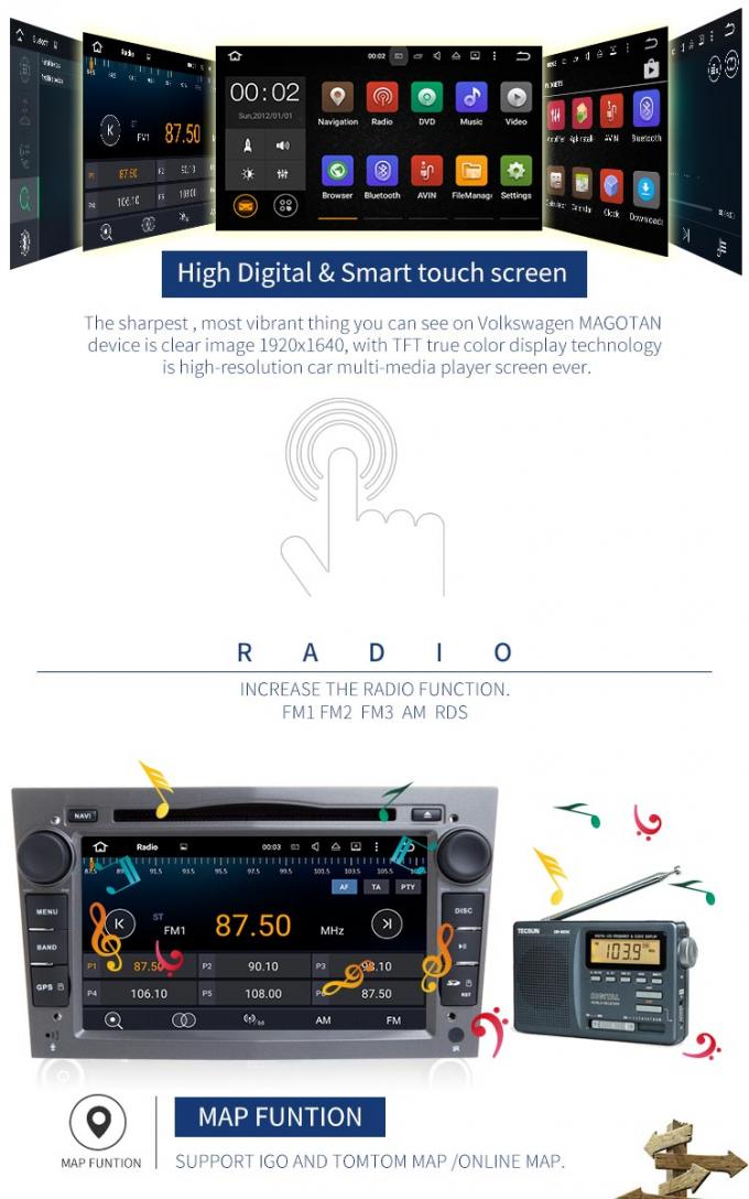 ДВД-плеер Блуэтоотх автомобильного радиоприемника Опел экрана касания 7 дюймов поддержанное для Зафира Антара