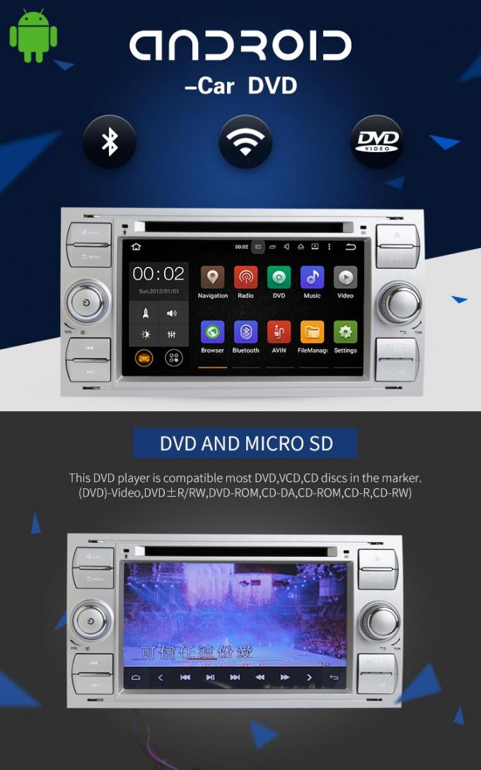 7 переводы обеспечения ДВД-плеера автомобиля Форда андроида 7,1 дюйма мульти- и емкостный экран