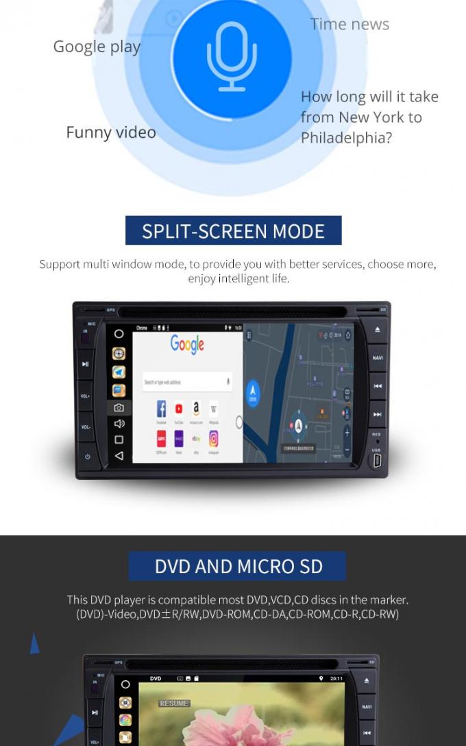 Многопунктовый ДВД-плеер Дин двойника экрана, навигация Гпс ДВД-плеера автомобиля андроида ПС6 8коре
