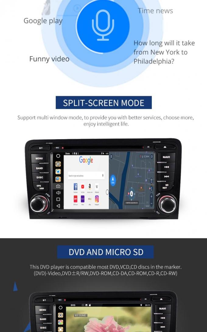 Экран мультитач ХД ДВД-плеера автомобиля Ауди варианта камеры вида сзади